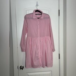 J. Crew Pink and White Striped Shirt Dress 100% Cotton, Size 4